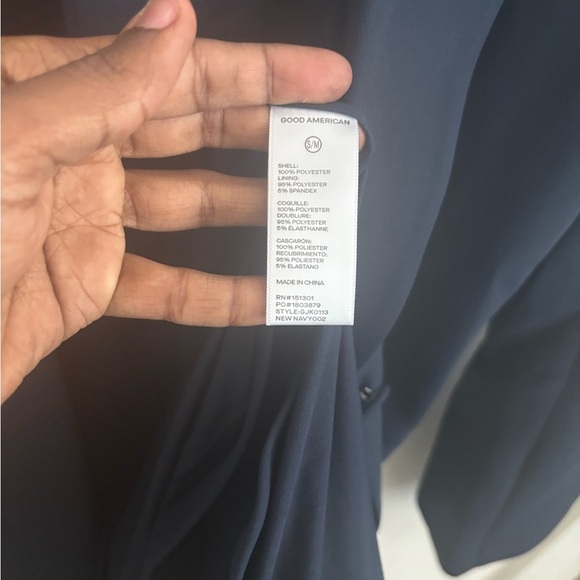 GOOD AMERICAN Longline Blazer Women S/M Luxe Suiting Boyfriend Navy002 Oversized - Picture 7 of 7